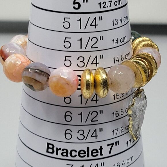 Tourmaline Pastel Beaded Stretch Bracelet Quartz Arrowhead Pendant Healing Gift - Picture 3 of 12